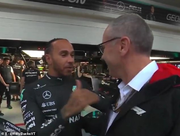 Lewis Hamilton gives his verdict on Brazil Grand Prix qualifying being postponed as he interrupts F1 CEO Stefano Domenicali’s interview to ‘put him on the spot’